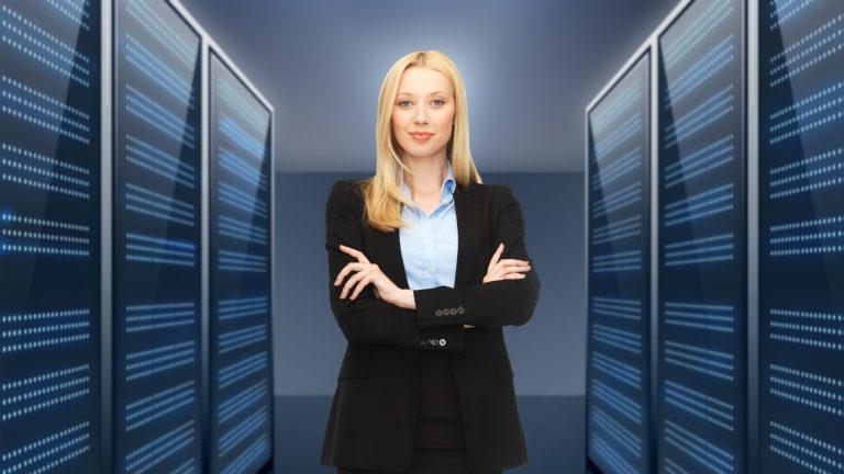 A Database Administrator in the server room.